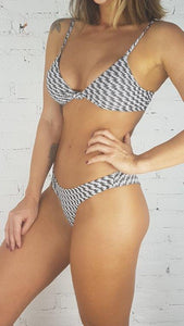 Moana Bikini Set - Knot Top - Black and White