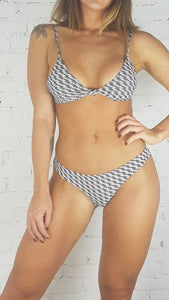 Moana Bikini Set - Knot Top - Black and White