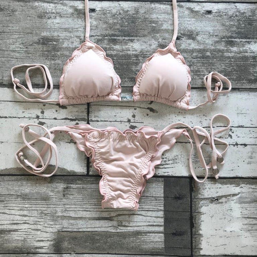 Ruffled Bikini Set - Baby Pink