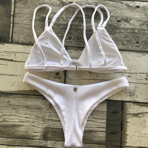 Sporty Ribbed White Bikini Set
