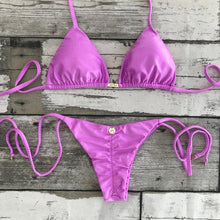 Load image into Gallery viewer, Triangle Tie Bikini Set - Ribbed Purple